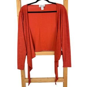 Vintage Kleids Orange Long Sleeve Open Front Front Tie Jacket LARGE MADE USA